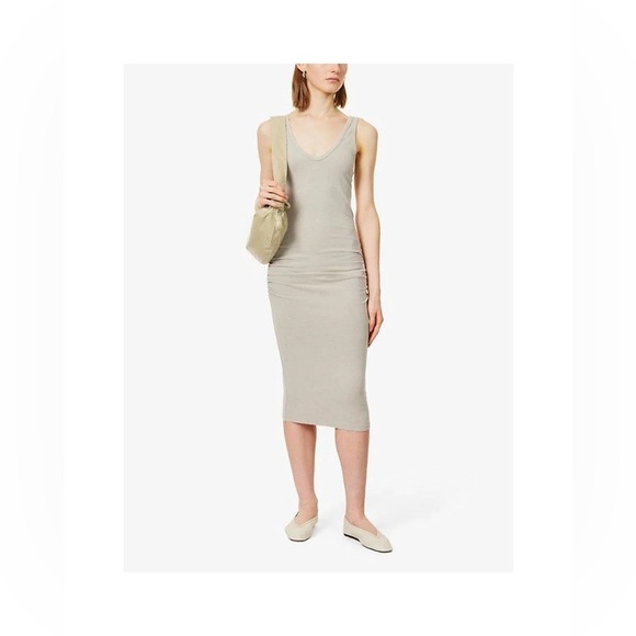 James Perse fitted ruched midi dress size 3 white - Picture 8 of 9